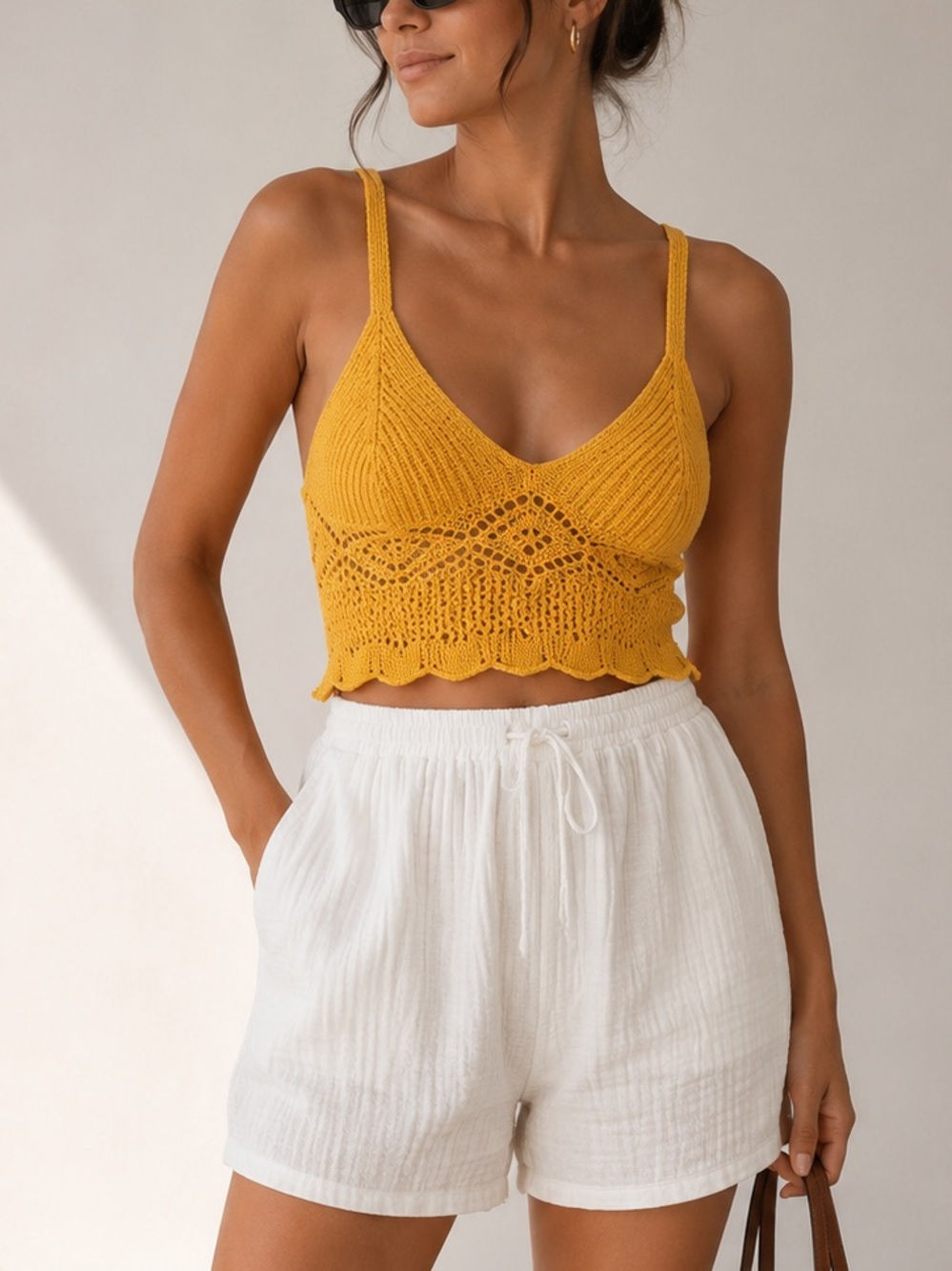 Zara yellow crochet top